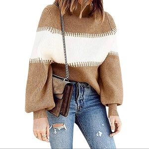 Turtleneck, bat long sleeves, loose pullover